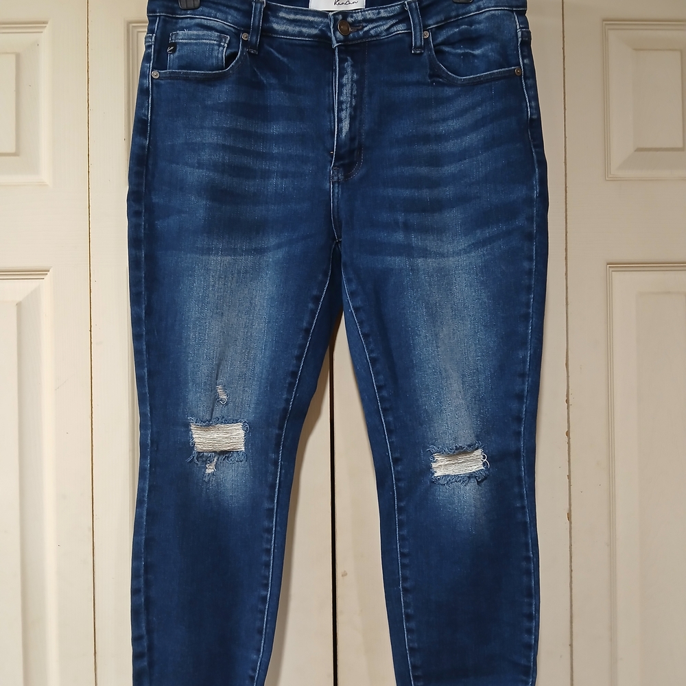 KanCan Women's Dark Blue Distressed Skinny Jeans